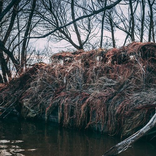 Bust'em Blind Camouflaged in Hunting spot